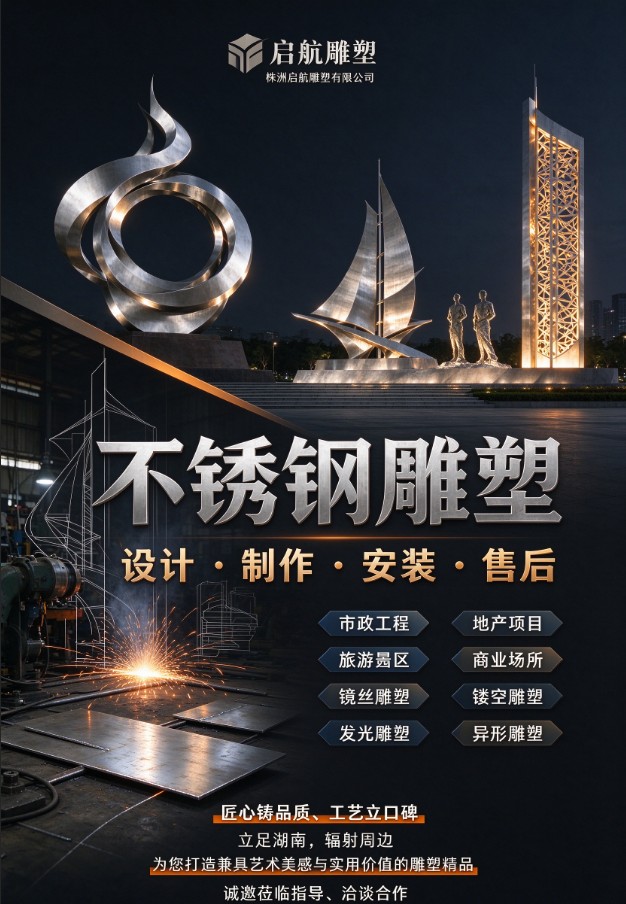 启航雕塑不锈钢雕塑制造厂家生产加工厂区实景