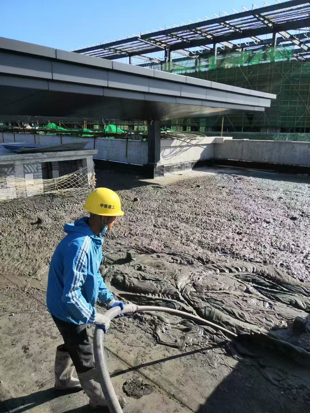 泡沫混凝土回填施工现场