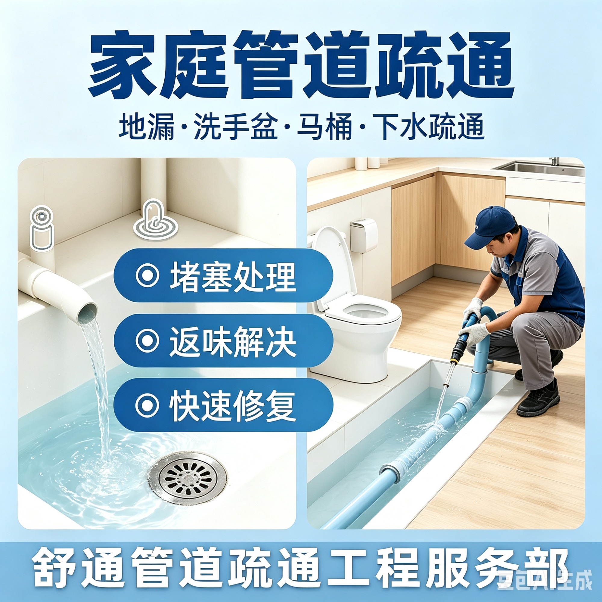 珠海家庭管道疏通服务现场