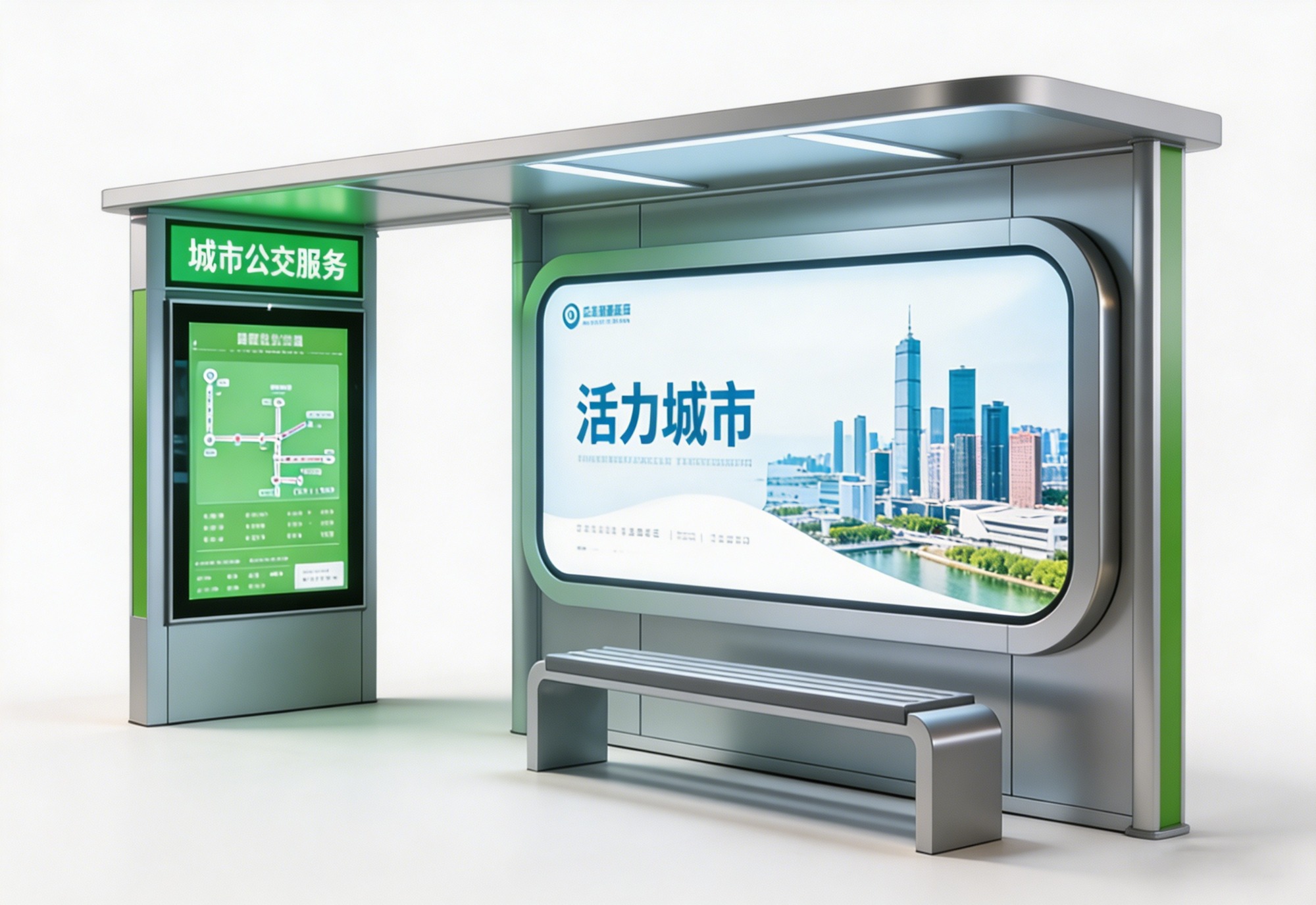 公交车站实景