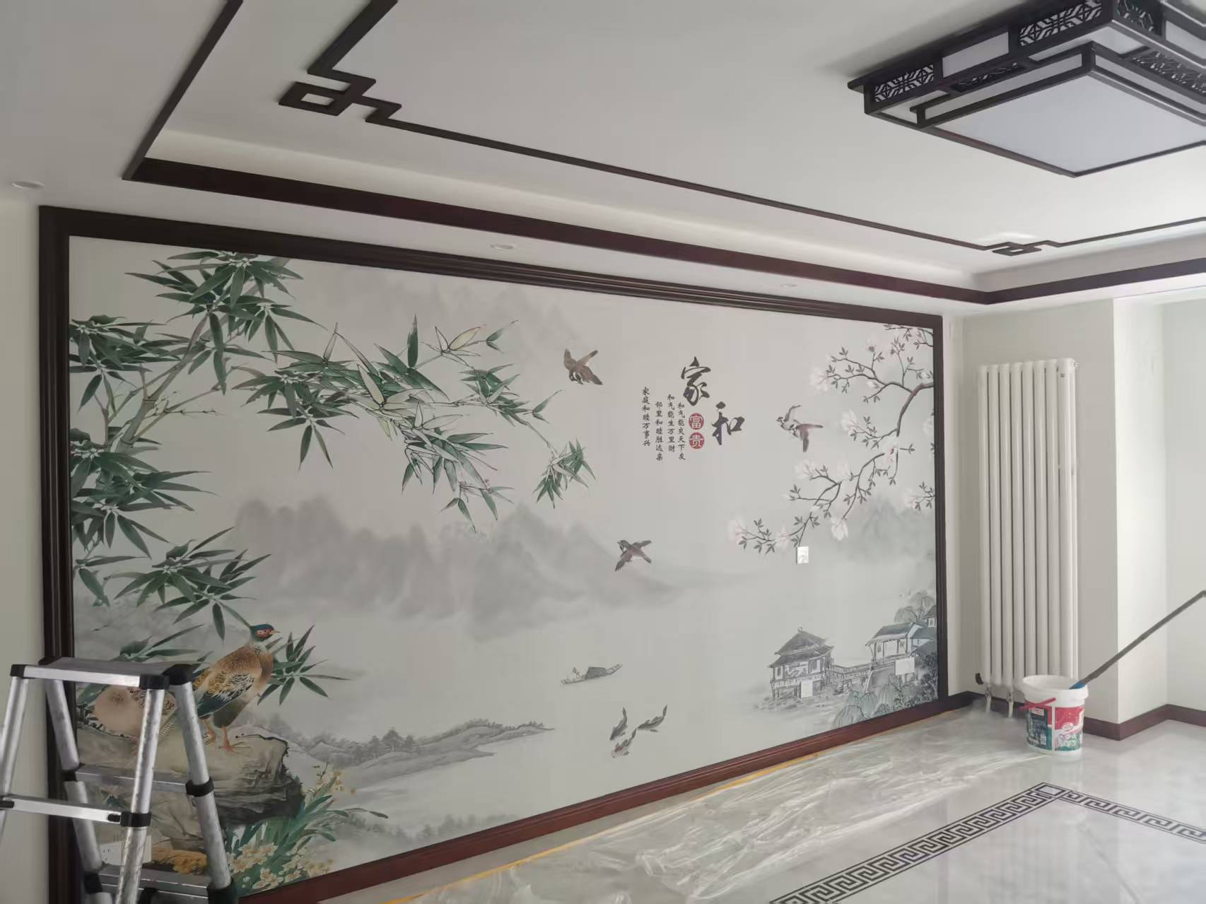 无纺布壁纸展示与店内实景