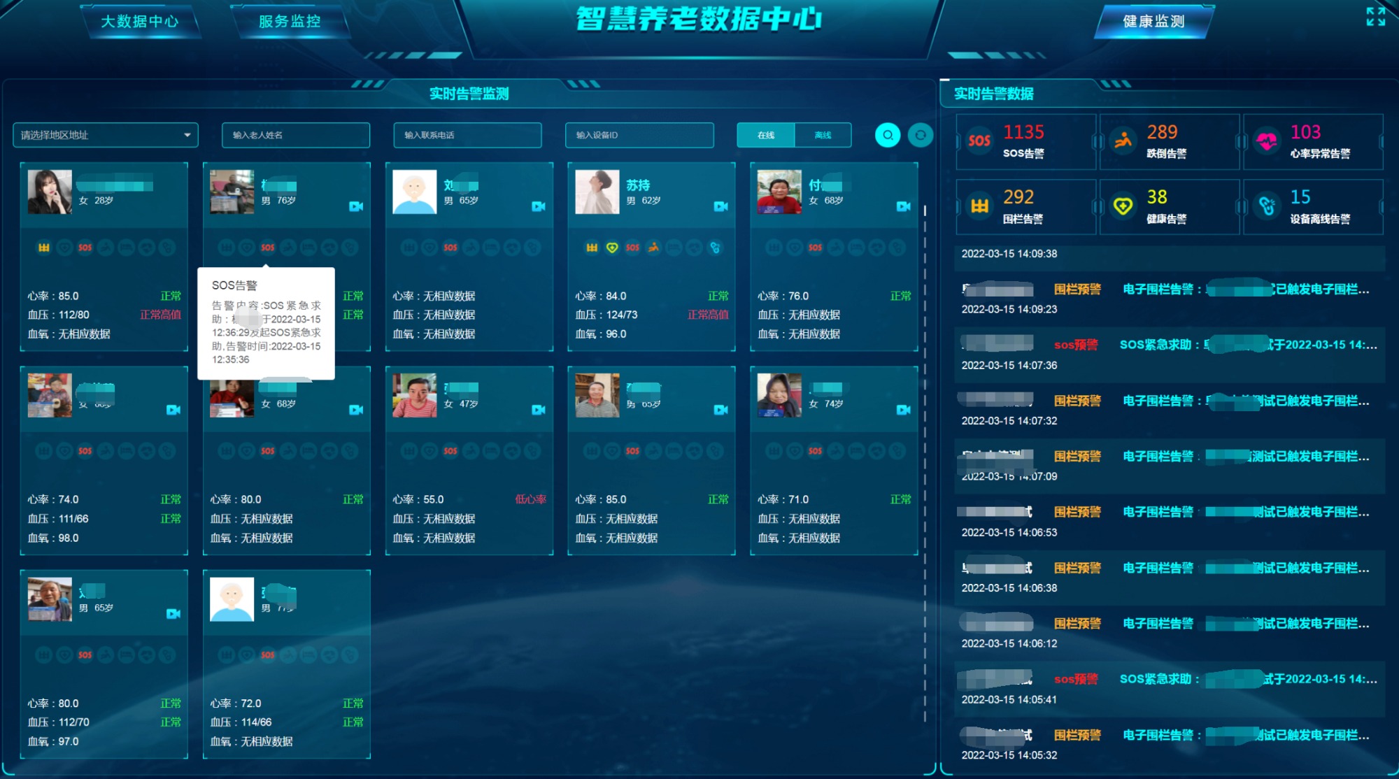 智慧养老系统架构示意