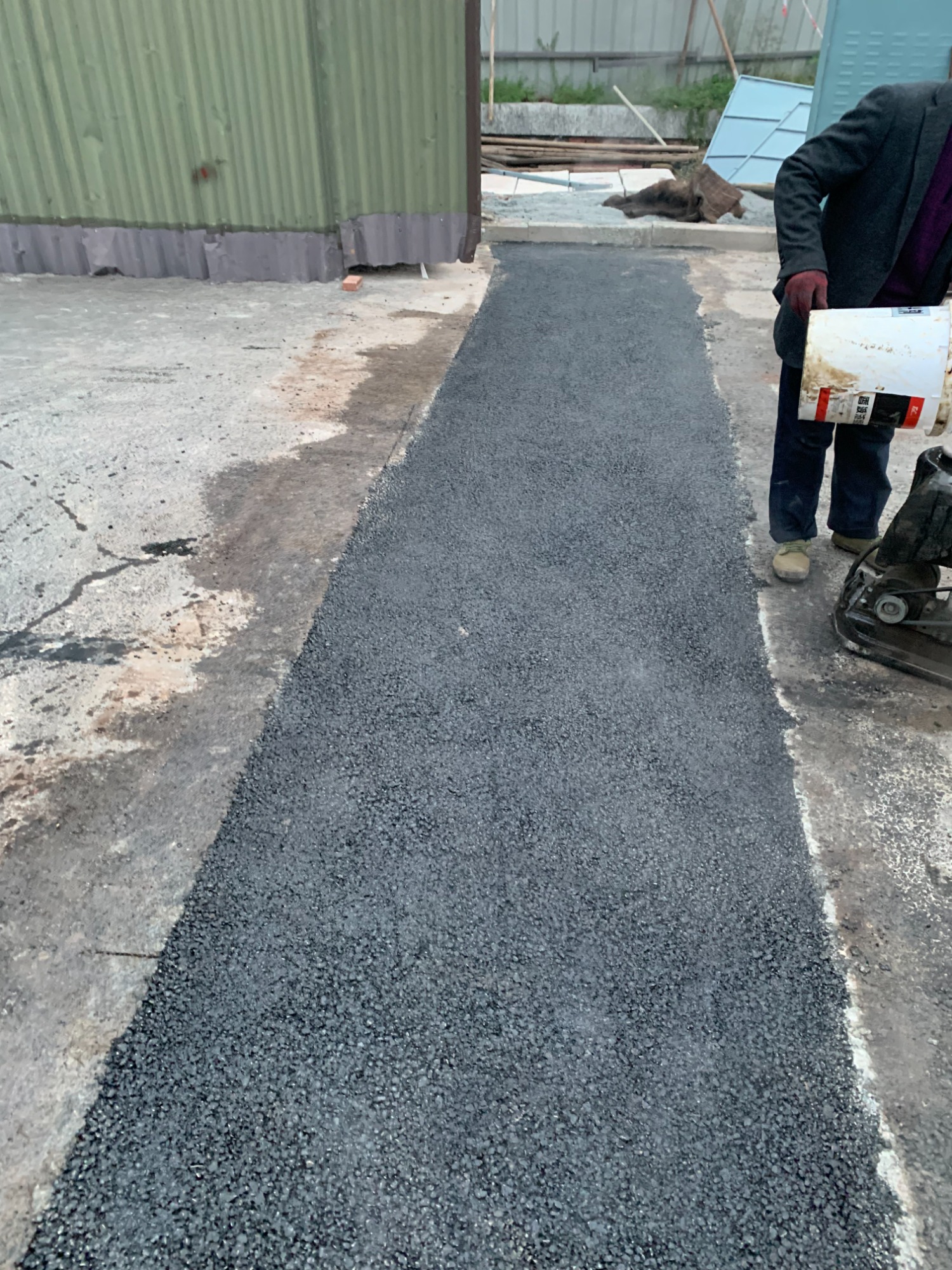 彩色沥青路面施工现场