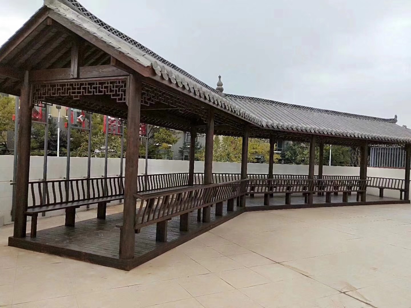 防腐木廊架施工效果图
