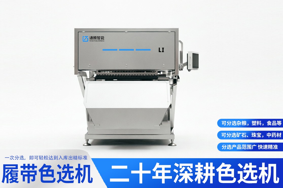 色选机核心光学组件与AI识别模块示意图