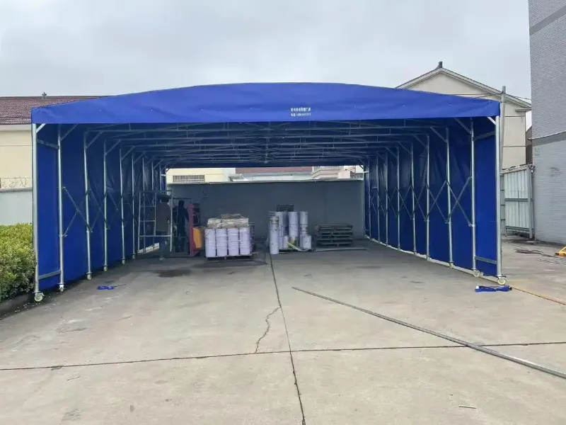 手机智能推拉雨棚结构展示